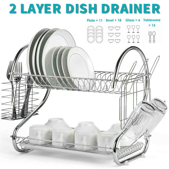 I8A7 Dish Rack Drainer Dry Organizer Cutlery Holder Utensil Kitchen SteelA